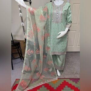 Brand new cotton embroidered party wear dress